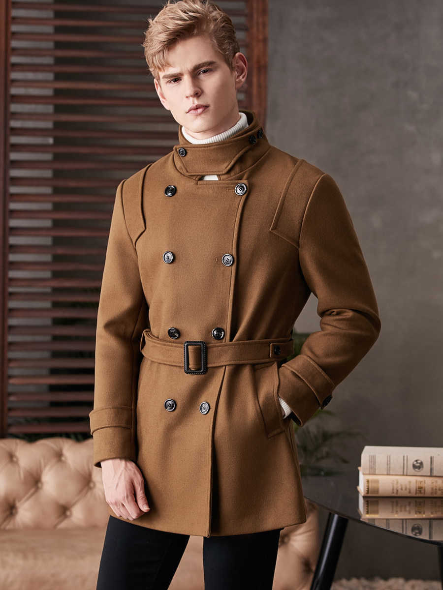 New Men's 2026 Wool Blends Mens Wool Blend Overcoat Stand Collar Slim Fit Warm Winter Woolen Coat Big Size 6XL Outwear D260921