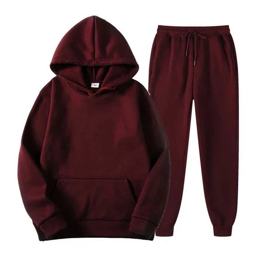 sportswear Men's Hoodies Sweatshirts 2026 set men's hooded sweatshirt long pants set spring and autumn winter warm suit D2609211
