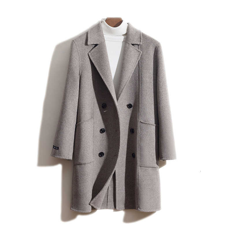 Collar Men's Wool Blends Suit Double-Sided Cashmere Coat For Men Mid-Length Double-Breasted 100% Pure Wool New Autumn and Winter Trench Coat D2