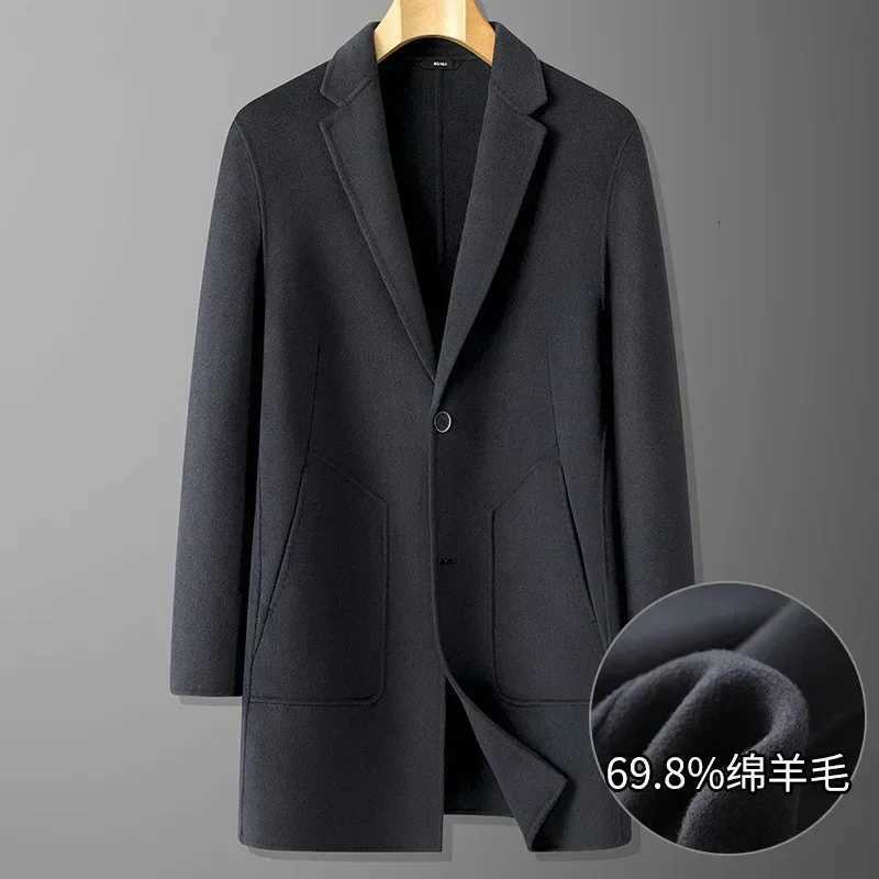 Arrival Wool Blends New Autumn Winter Light Men's Medium Long Double Sided Sheepskin Coat Extra Large Loose Plus Size L 4XL5XL7XL 8XL D260921 e