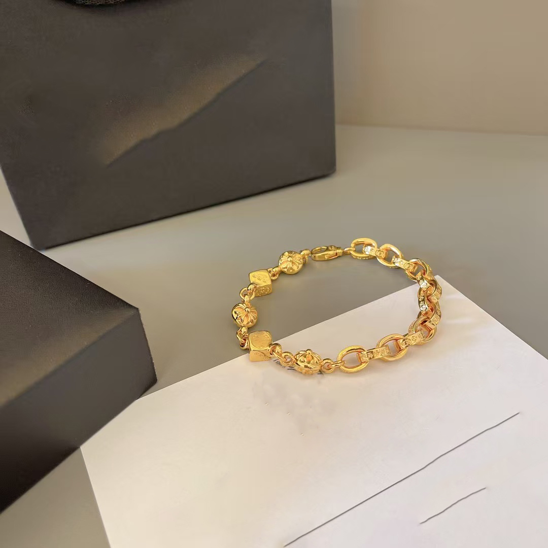 10A Top-Quality Designer Gold Bracelet Set, Multi-Functional Copper Inlaid with Cubic Zirconia, Suitable for Daily Wear, Parties, Dates, with Box