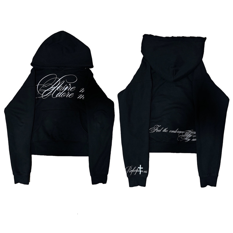Europe America autumn and winter high street fashion warm hooded sweater letter printing personalized street Y2K loose sweater 260918
