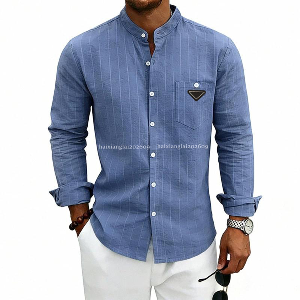 Fall Designer Shirt Men Linen Cotton Button Up Shirt Solid Color Long Sleeve Chemise Homme Lapel Collar Casual Shirt Spring Summer Brands Mens Dress