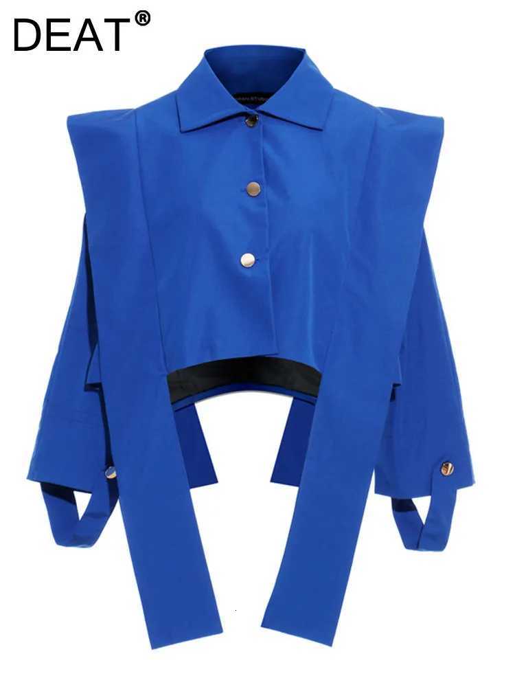 Women's Jackets DEAT 2024 Autumn Women's Coat New Fashion Turn-down Collar Solid Color Single Breasted Long Sleeve Outerwear Female Tide 7