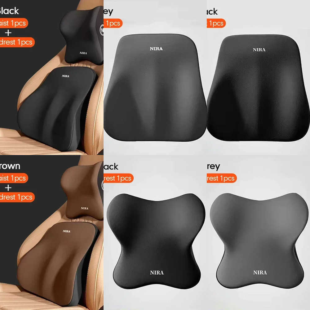 High Car Seat Covers Quality Memory Cotton Car Neck Pillow Waist Support Pad Headrest Waist Pillow Car Seat Back Cushion Driver Lumbar Cushion J2609