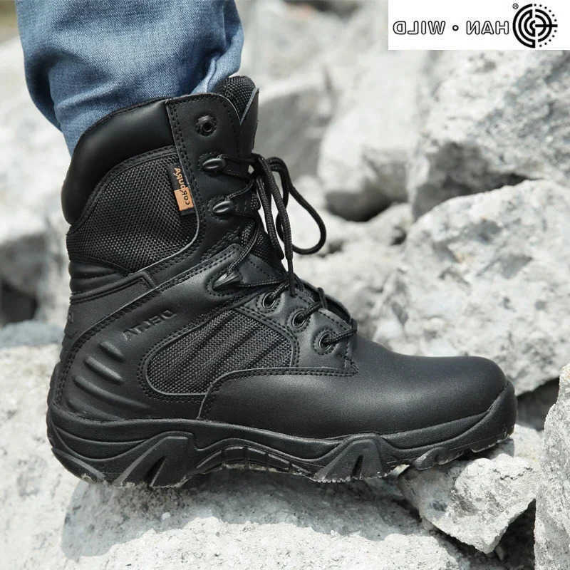 Genuine Boots Shoes Men's Work Leather Waterproof Lace Up Tactical Boot Fashion Motorcycle Men Combat Ankle Boots H260921