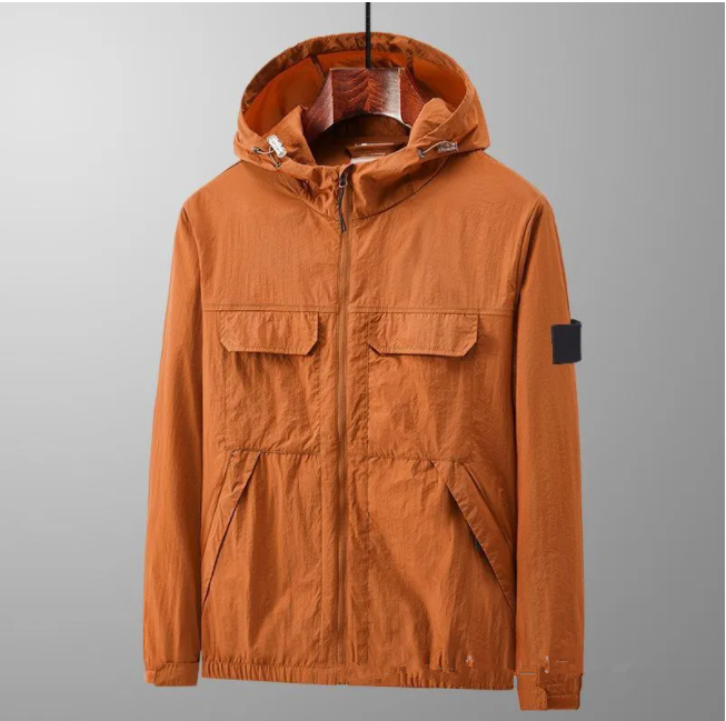 Summer New Sunscreen Clothing Men's Hooded Thin Jacket Outdoor Loose Jacket Waterproof Breathable Skin Clothing Multi pocket Coat