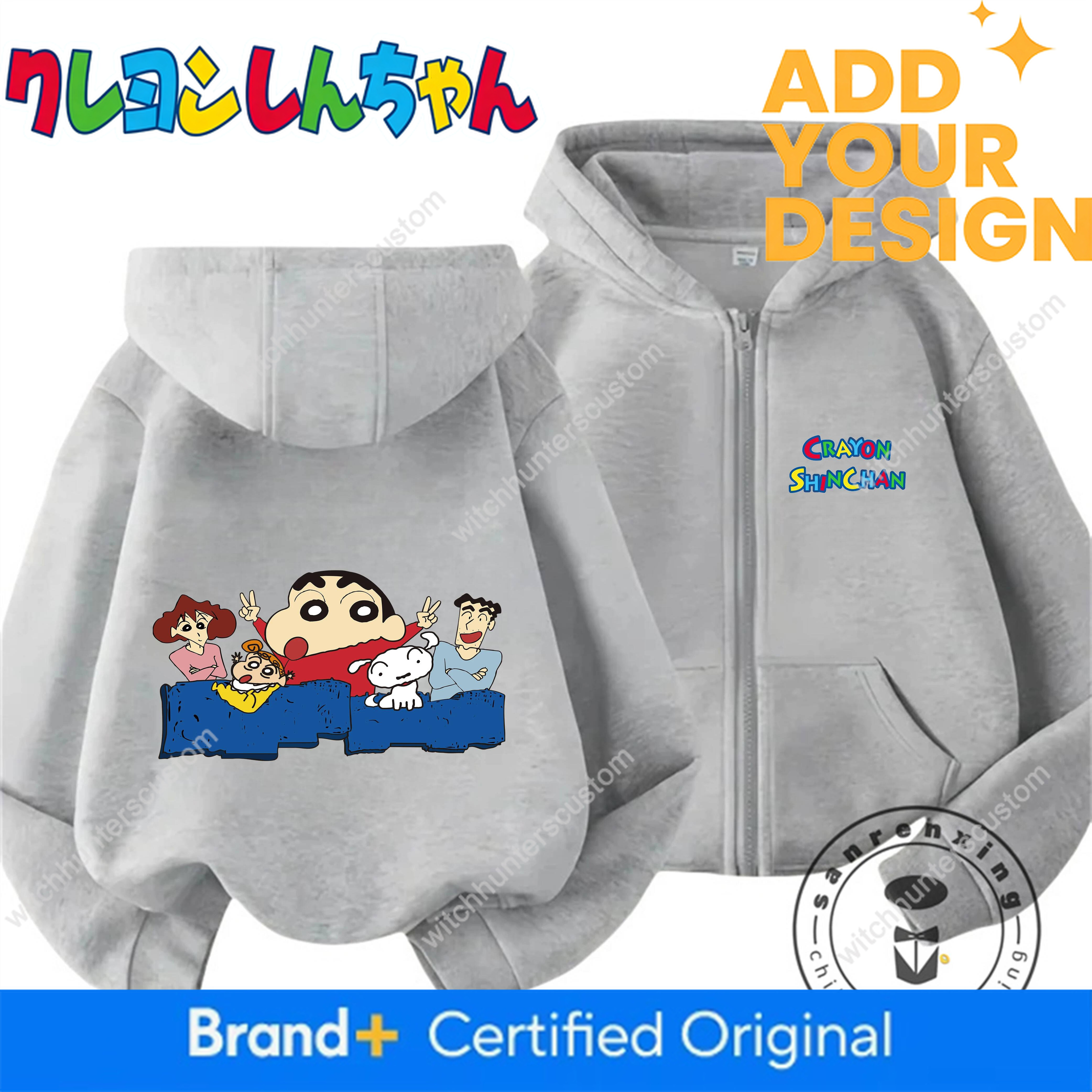 Trendy Kawaii Zipper Hooded Sweatshirt Cute Cartoon Winter Children Clothing Crayon Shin Chan 3 14 Years 67