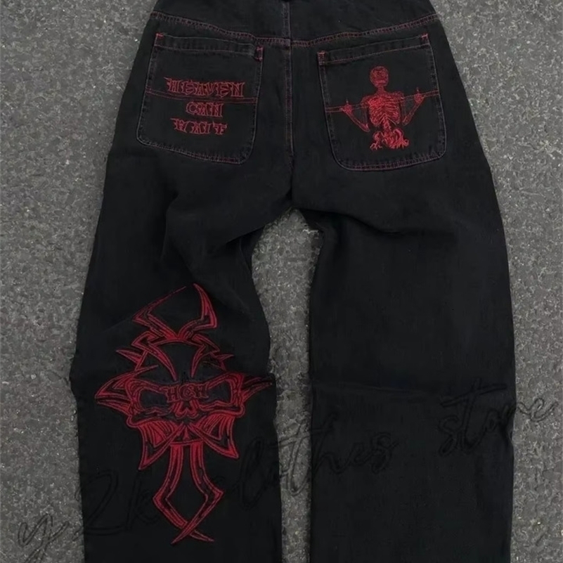 Stampe Jeans Uomo Streetwear Jeans larghi a gamba larga Moda coreana Tende Pantaloni cargo in denim allentati casual dritti a260920