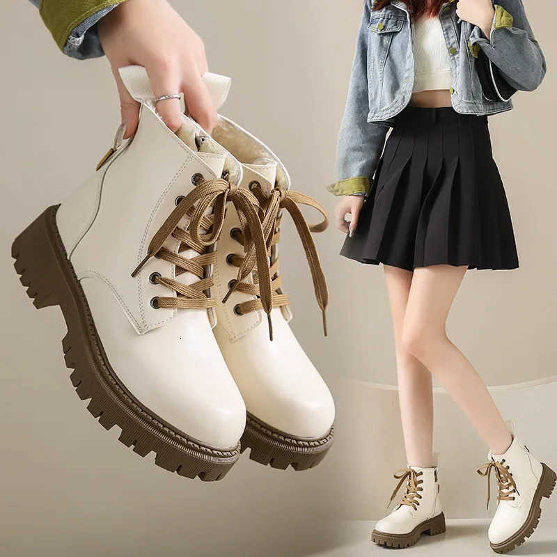 Fashion Women Boots Boots British Style Women Ankle Boots Comfort Non-Slip Thick Sole Shoes High Quality Women Motorcycle Boots H260921