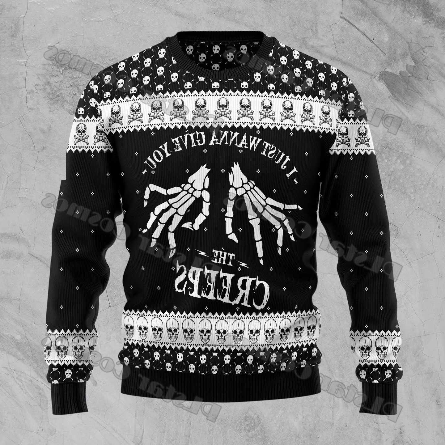 Cosmos PLstar Skull The Crps Hallown 3D Printed Mens Ugly Christmas Sweater Winter Unisex Casual Knit Pullover Sweater ZZM31 S2609218UCJ