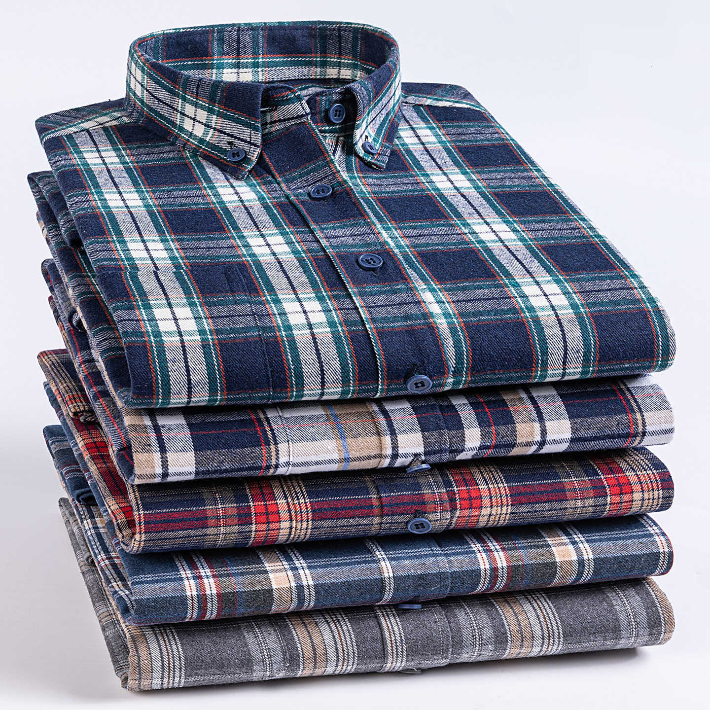 Size Men's Plus Casual Shirts 7XL 100% Cotton Brushed Long Sleeve Shirts for Men Plaid Casual Soft Tops Single Pocket Vintage Designer Clothes