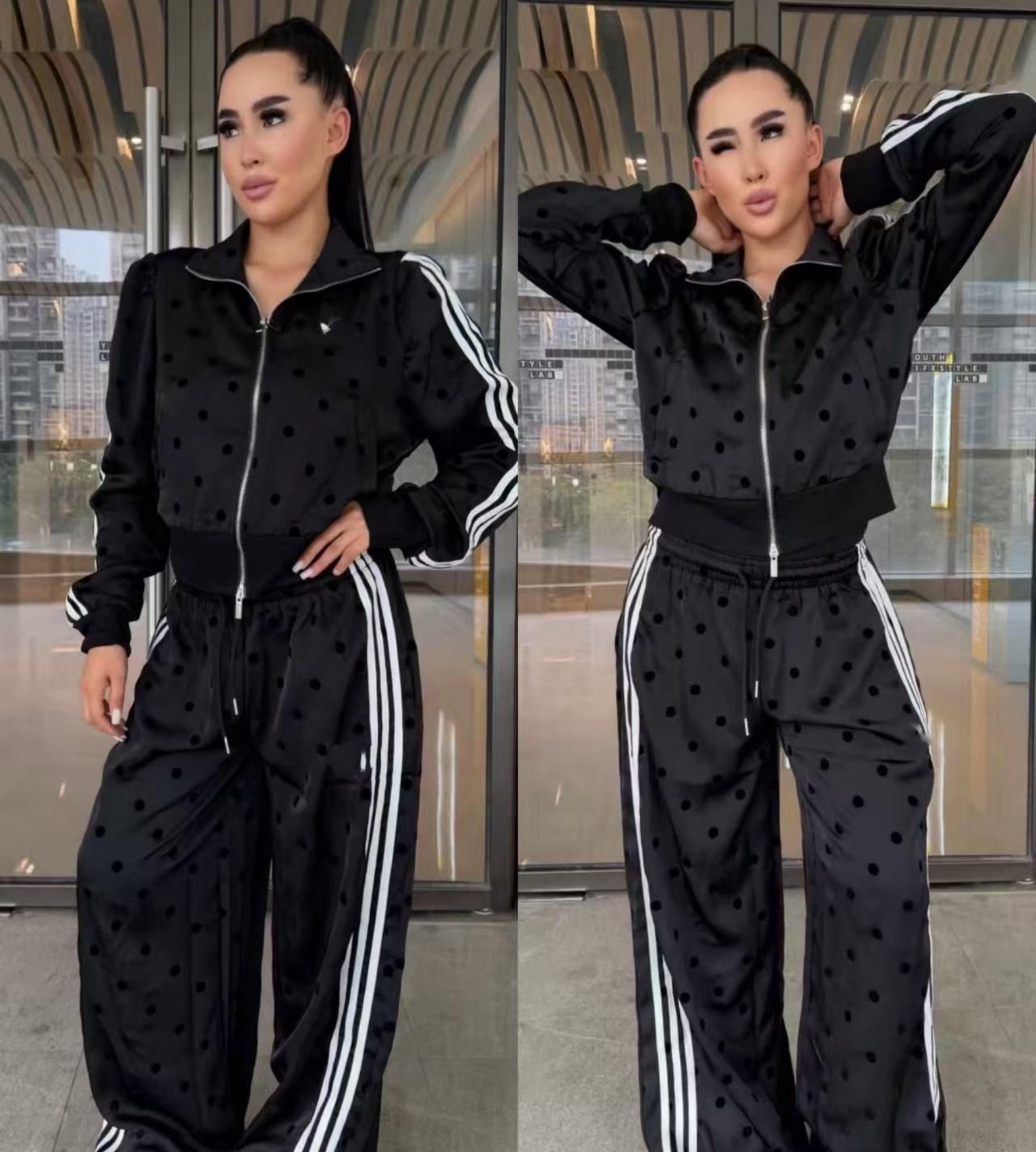 Women's two piece set women tracksuit Three Striped Adadastrack suit women Polkadot Tracksuit Casual Sporty Lightweight Sweatpants Outdoor Prot