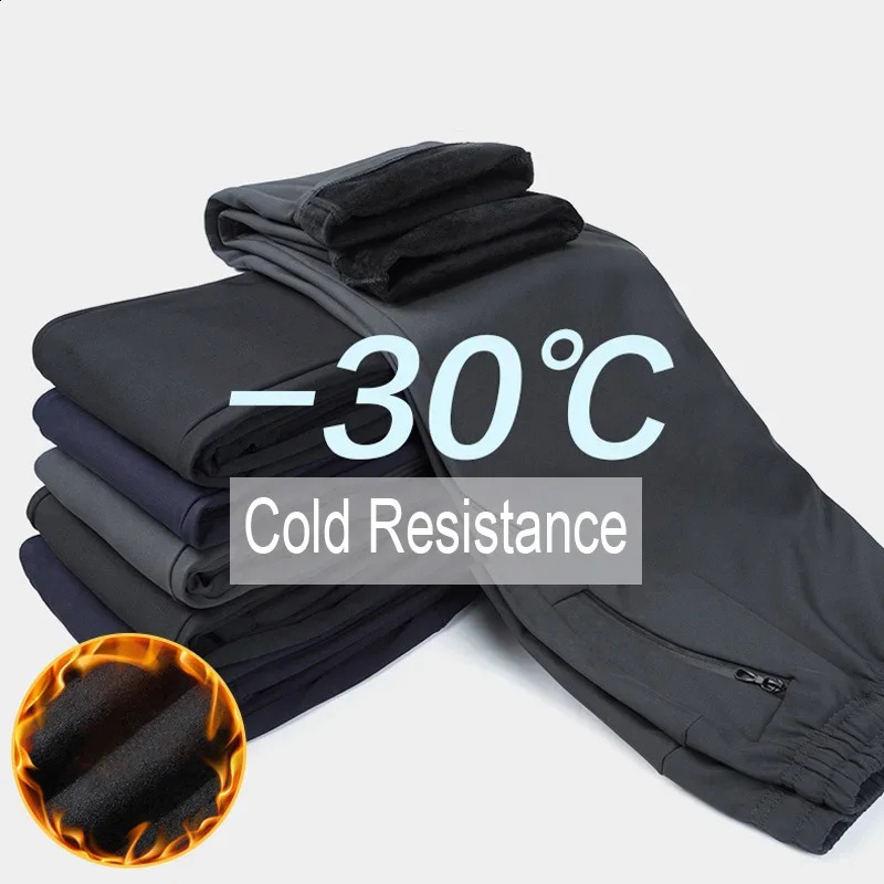 CHRLCK Warm Waterproof Running Pants Men Winter Softshell Fleece Trousers Women Jogging Camping Climbing Skiing Hiking Pants 260921
