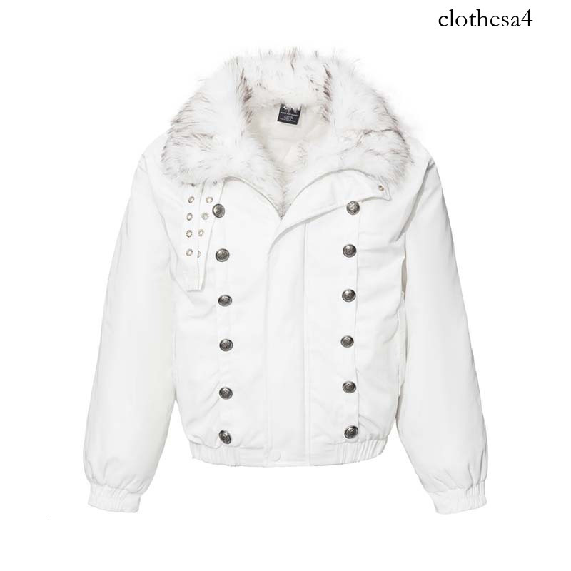 2026 Winter New High Street American Style Button-Decorated Thickened Fur-Collar Coat Men's Fashion Brand Warm Cotton Jacket