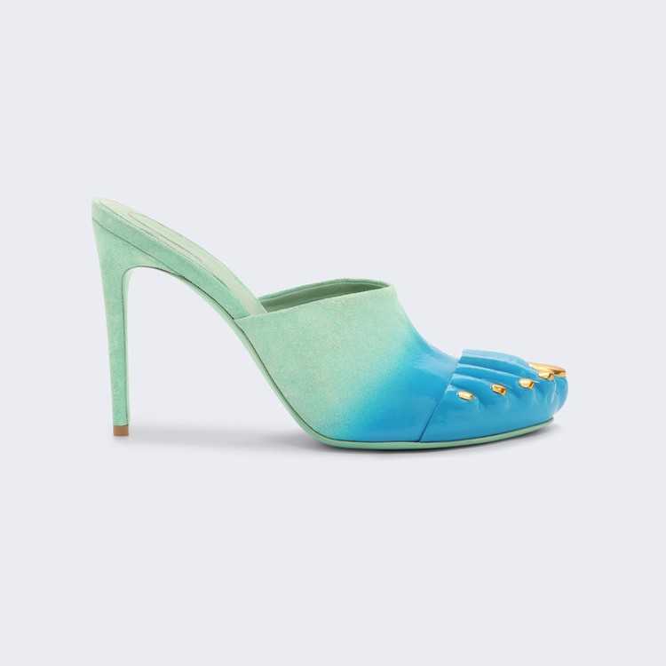Dress Shoes 2026 Spring Summer New Women's Sandals Mid-Heel Comfortable Solid Color Metal Pointed Toe Slippers