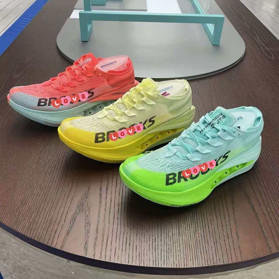 desigenr shoes brookes hyperion elite Running Shoes Multi Gradient Color Carbon Fiber Plate Lightweight Breathable Mesh Unisex Marathon Road Racing