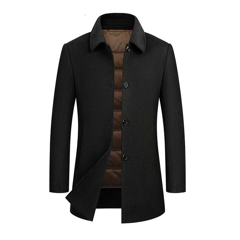 100% Blends Men's Men's Wool Wool Coat Autumn Winter Button Style Removable down Inner Business Administration Jacket Woolen Blend Outerwe