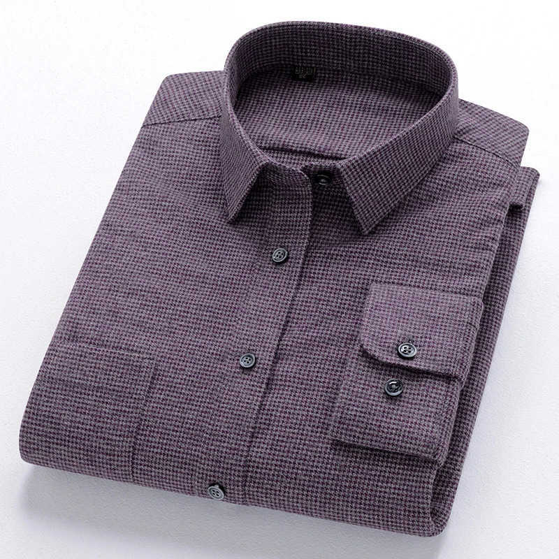 BROWON Shirts Men's Brand Casual Casual Plaid Shirts for Men 100% Cotton 2026 Spring Business Long Shirts Men Autumn Turn-down Collar Man Work