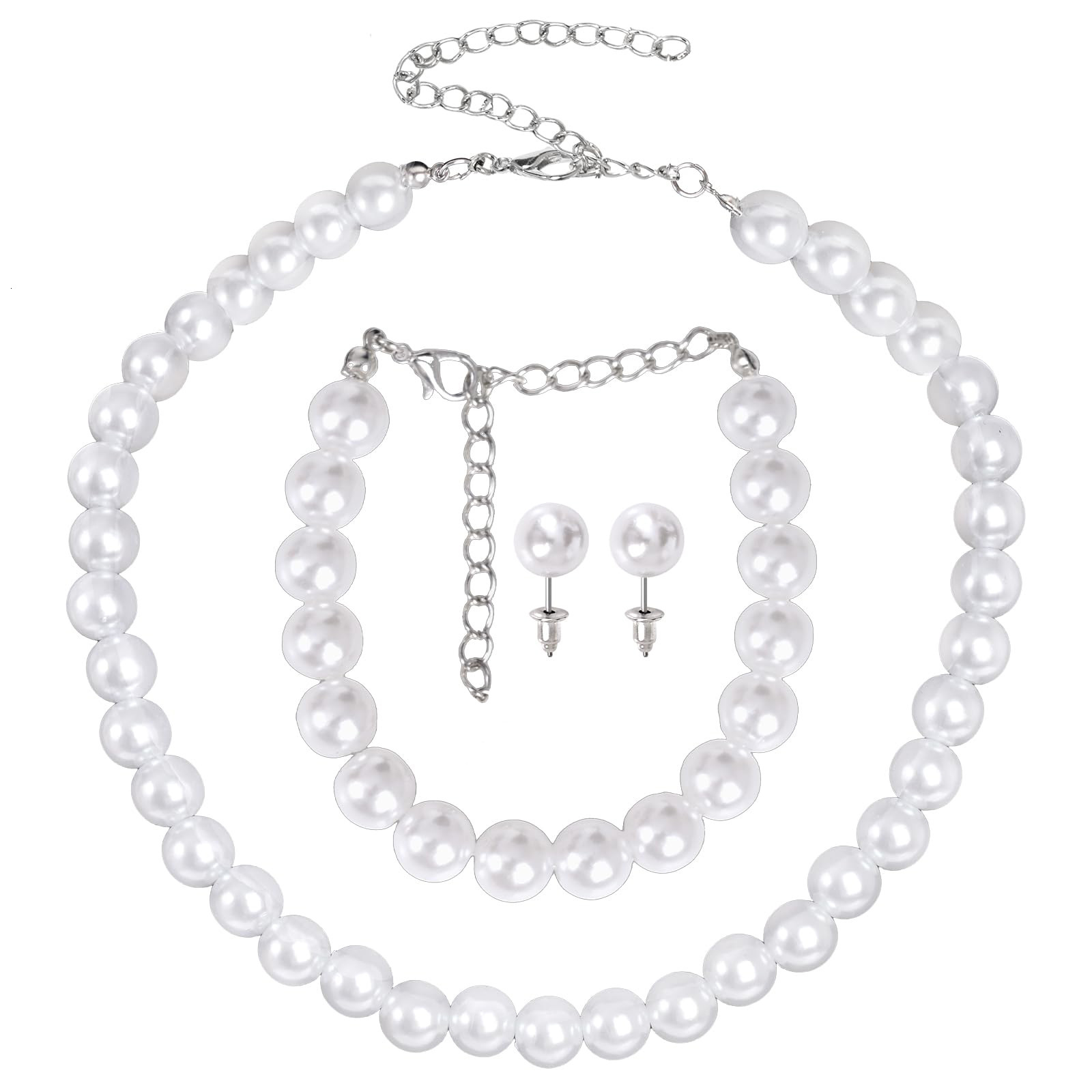 Fashionable Minimalist Jewelry European American Style Pearl and Earrings Light Luxury High-End Necklace Set