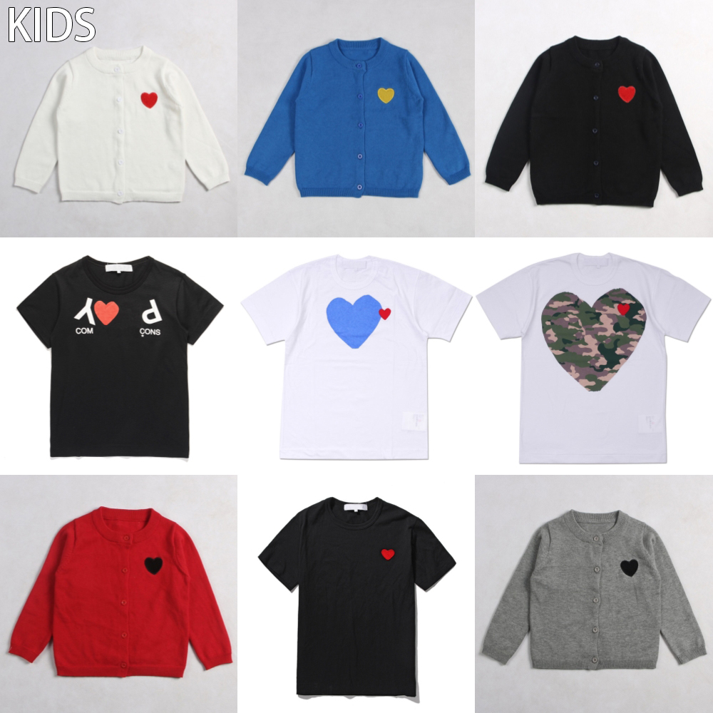 Cdgshirts kids commes shirts children play sweater Boys designer clothes Luxury red heart eyes printing tshirt summer Casual Tees girls fashion card