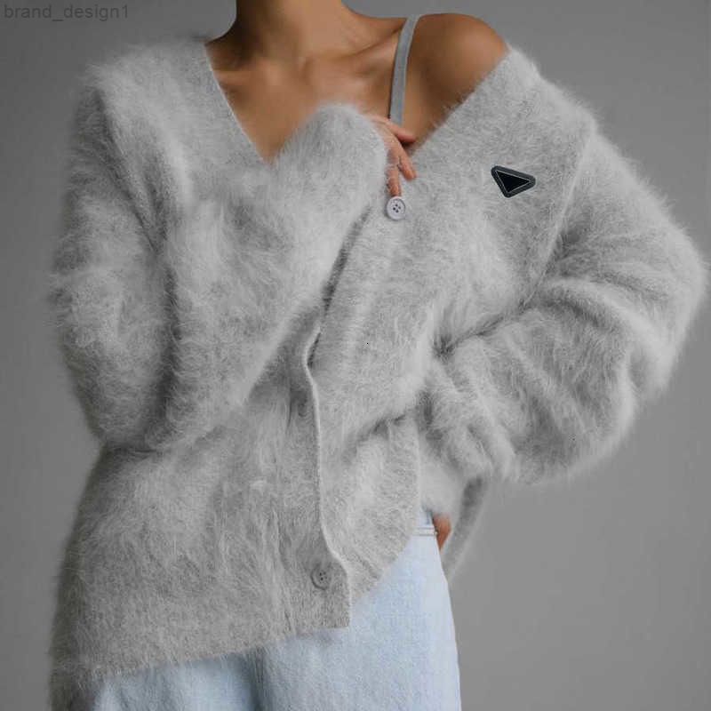 Womens Sweaters designer Designer Mink Cashmere V-neck Knitted Sweater Women 2026 Autumn Winter New Loose Solid Color Cardigan Coat