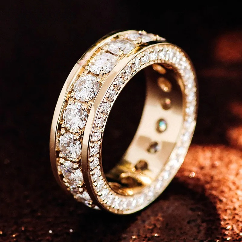 Custom Fine Jewelry Real 18K 14K 10K Solid Gold Moissanite Rings Luxury Iced Out D VVS Diamond Wedding Ring for Mens Gift