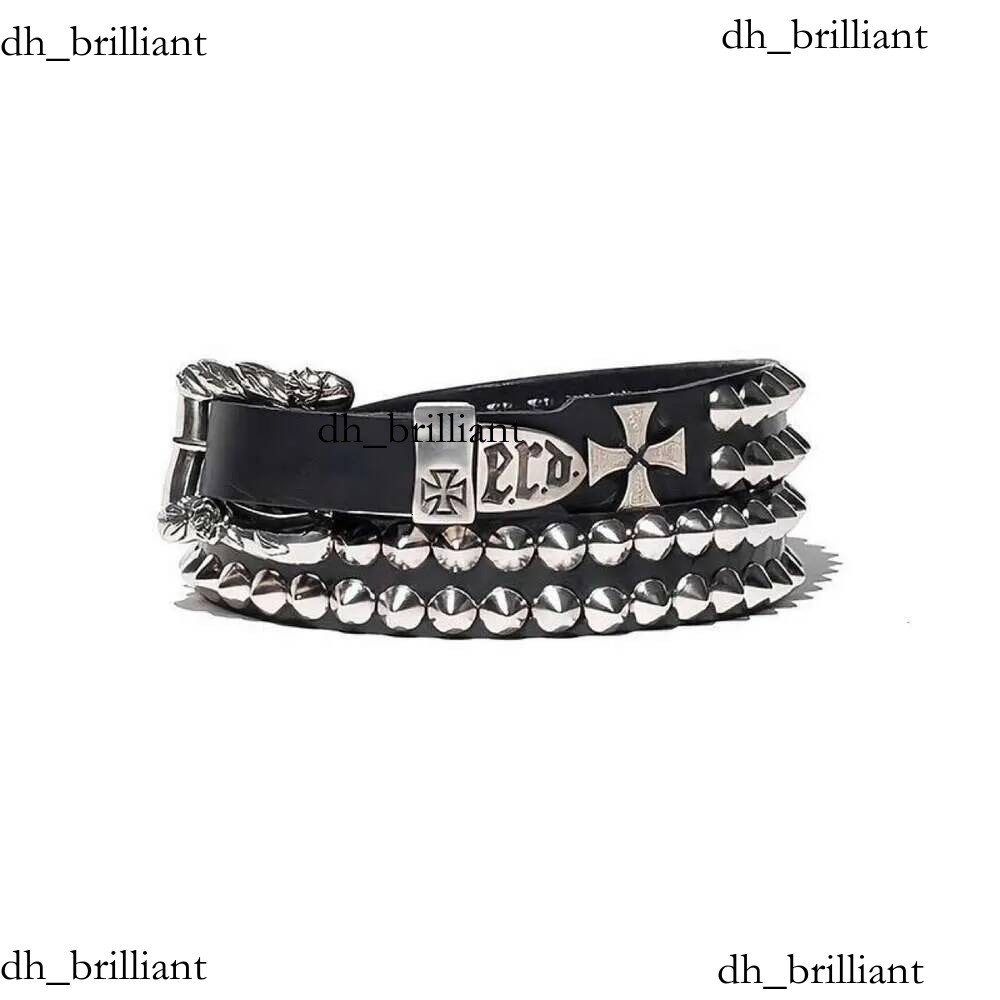 Designer ERD Style Men's Punk Vintage Belt Double Stud Cross Design Genuine Cowhide Leather Adjustable Waistband Free Shipping Hot