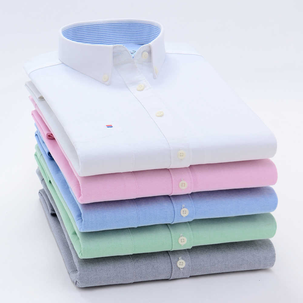 Casual Shirts Men's Plaid Men's Striped Oxford Long Sleeve Button-down Shirts with Pocket Spring Fall 60% Cotton Thick Casual Menswear Clo