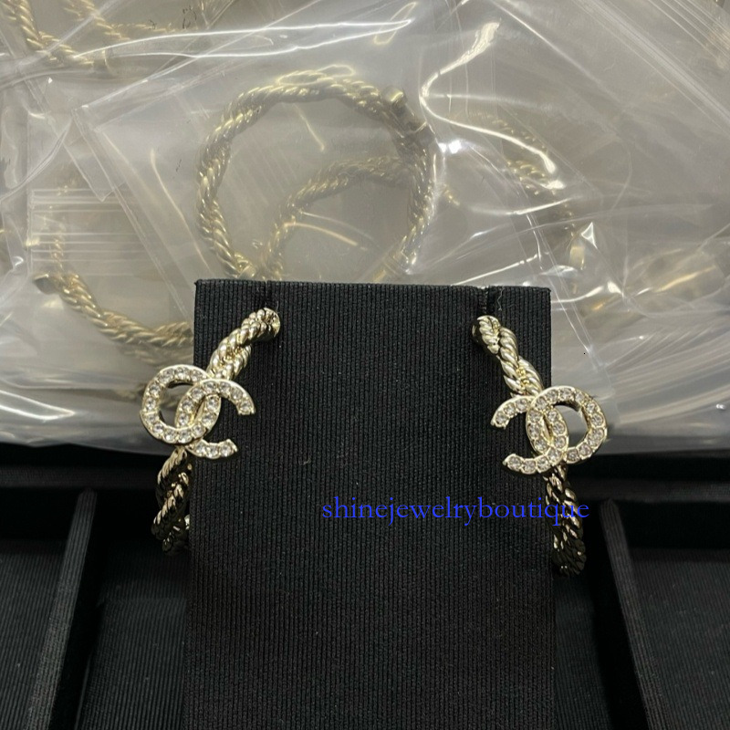 cc earrings twisted diamond studded for women light stud earrings