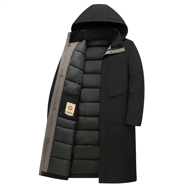 Business Parka Winter Fleece Long Jacket with Hood Windbreaker Mens Coats Casual Thicken Warm Men Outwear Clothing Overcoat 260920