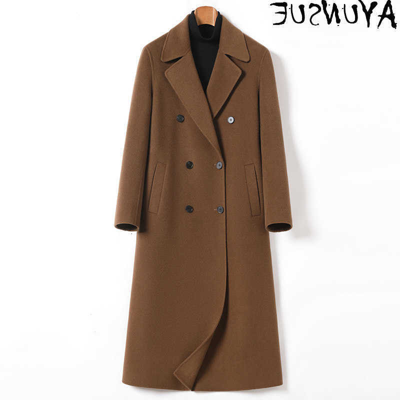 AYUNSUE Blends Men's 100% Wool Wool Long Trench Coat Men Autumn Winter Fashion Cashmere Jacket Double-breasted Man Coats and Jackets D260921