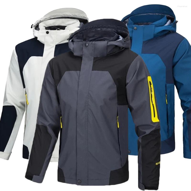 Autumn Men's Punching Jacket Zipper Hooded Windproof Fashion Simple Style Slim Fit Outerwear Climbing Hiking Outdoor Clothing