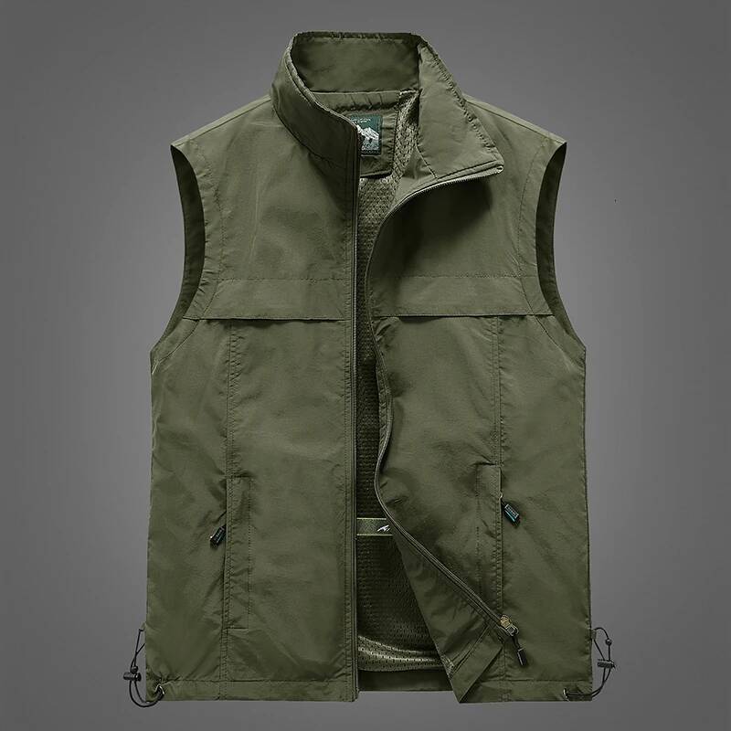 Outdoor Lightweight Men's Jacket Solid Vests Men Thin Hiking Fishing Vest Coat Shoulder Stand Collar Sleeveless Jackets Man J260921