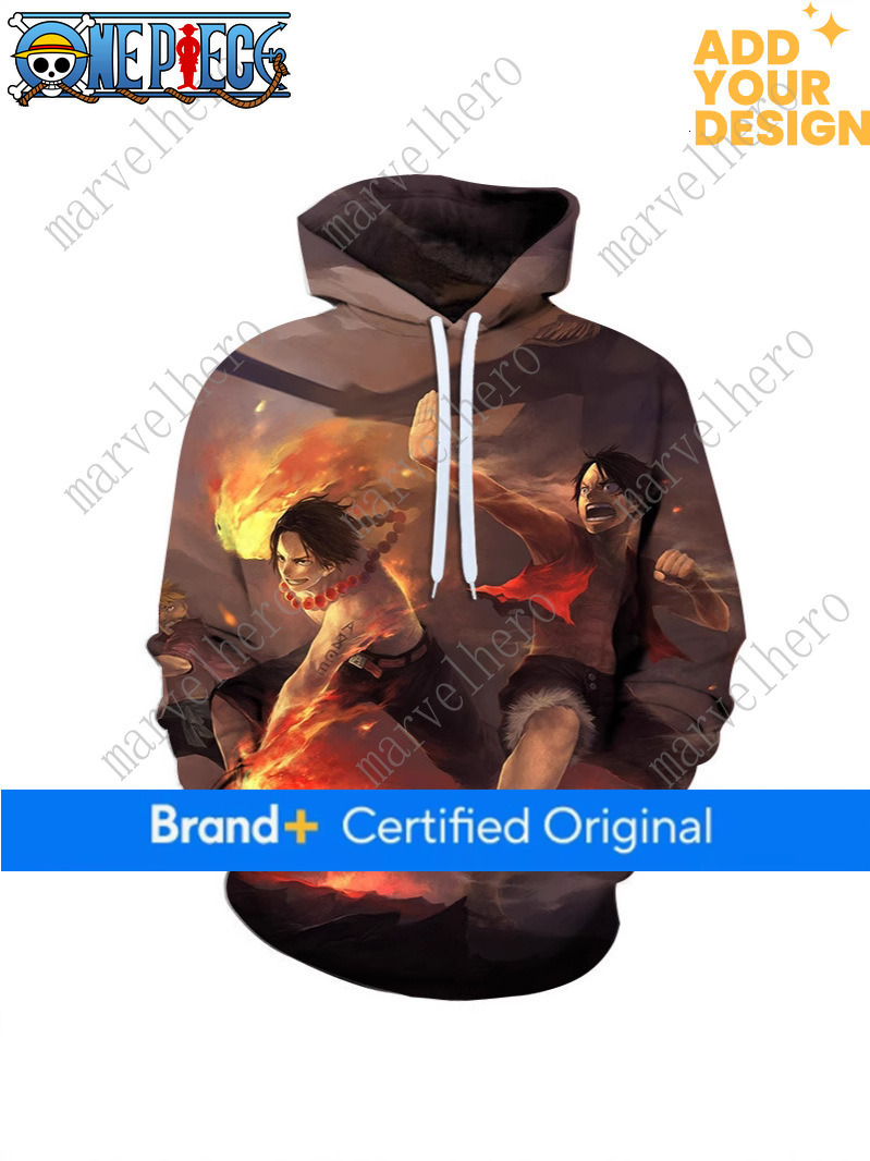 Amazon European American style hooded couple's spring autumn new round-neck men's and teen's One Piece anime 3D printed sweatshirt
