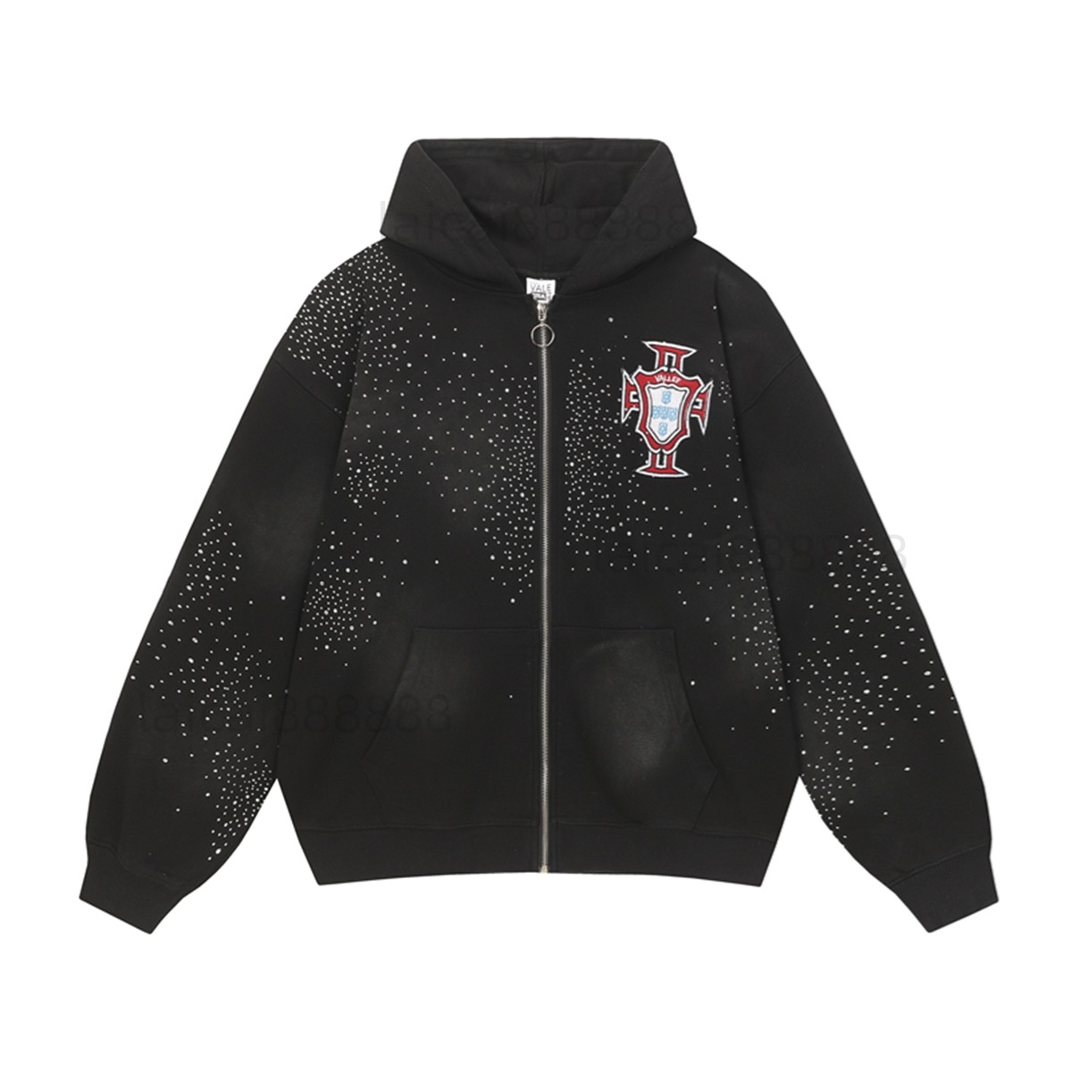 Valleysdreams Jacket Vintage Graphic Zip Up Hoodie Designer Men Sweatshirts Unisex Washed Black White Pullover Loose Sweatshirts Retro Print Valleym