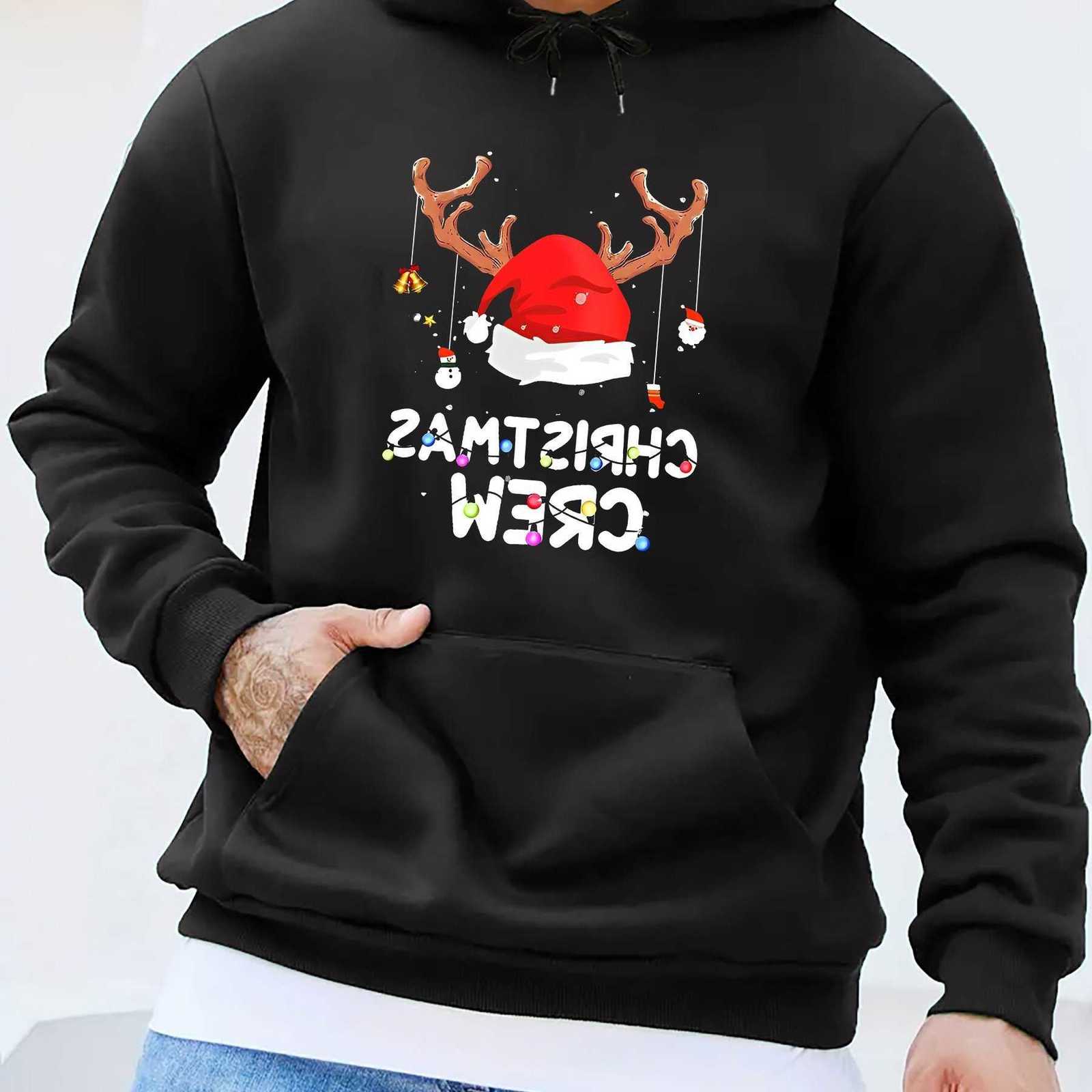 Hoodies Sweatshirts Christmas Santa Men's Hat Hoodies Print Fashion Sweatshirt Hip Hop Casual Unisex Autumn Winter Streetwear Tops Male Sudader