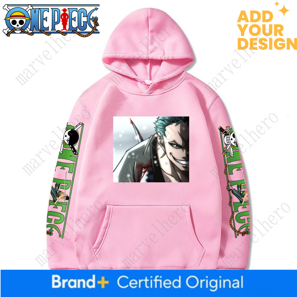 2025 Sudadera con capucha de forro polar holgada con estampado de Zoro de una pieza, marca de moda