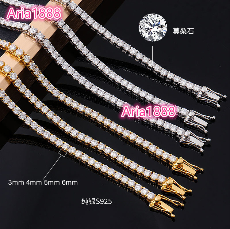 High Quality Custom 925 Silver Vvs Moissanite Chain 2mm 3mm 4mm Women Men Fine Jewelry Gifts Gra Lab Diamond Tennis Necklace