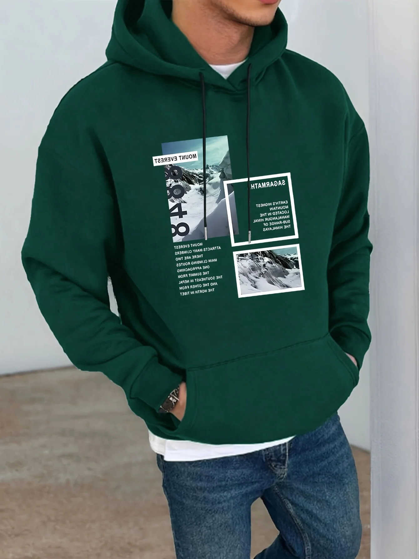 Sweatshirts Men Men's Hoodies Hoodie Four Grid Snow Mountain Landscape Typography Text Chest Print Outdoor Hiking Casual Pullover D260921