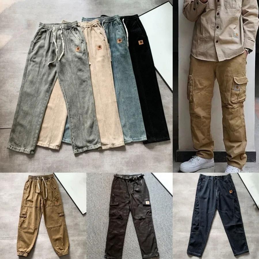 Designer Mens Pants Street Loose Jogger Women Straight Work Vintage Tactical Big Pocket Overalls Trousers Cargo Harajuku Hip Hop Print Jeans