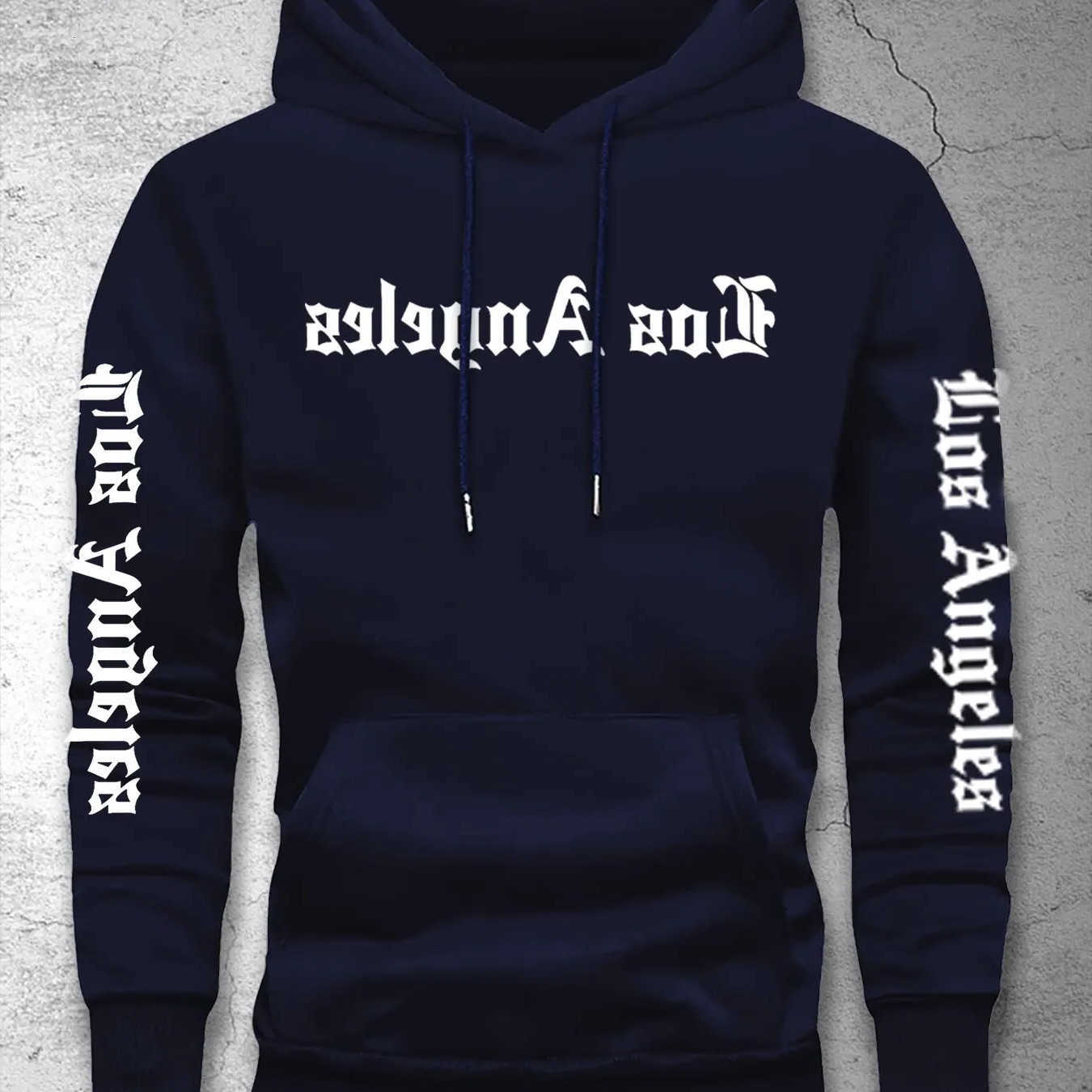 Y2K Men's Hoodies Sweatshirts 2026 Hoodie Men Autumn Winter Black Gothic Los Angeles Vertical sleeve Pattern Trendy Oversized Casual Hoodie D26