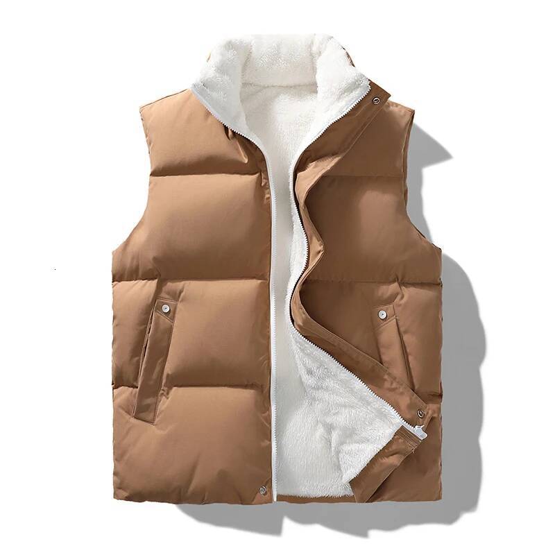 New Winter Vests Men Fleece Warm Sleeveless Jacket Casual Mens Solid Waistcoat Thick Fashion Stand Collar Zipper Vest Outwear J260921