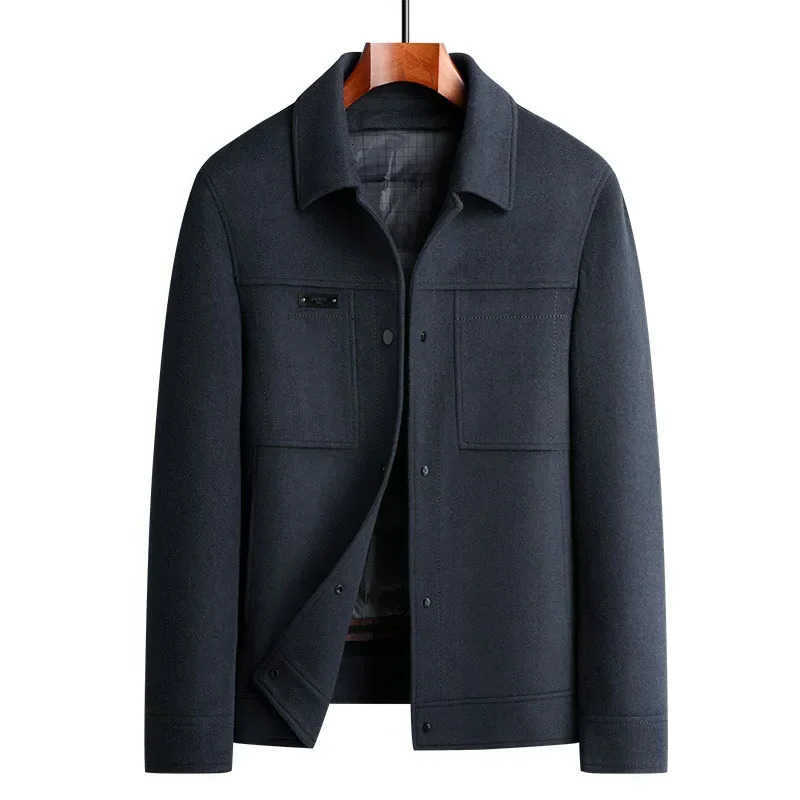 New Blends Men's Arrival Wool Autumn Winter Detachable Down Inner Liner Double-sided Solid Color Fashionable Short Woolen Jacket Size M-4XL D26
