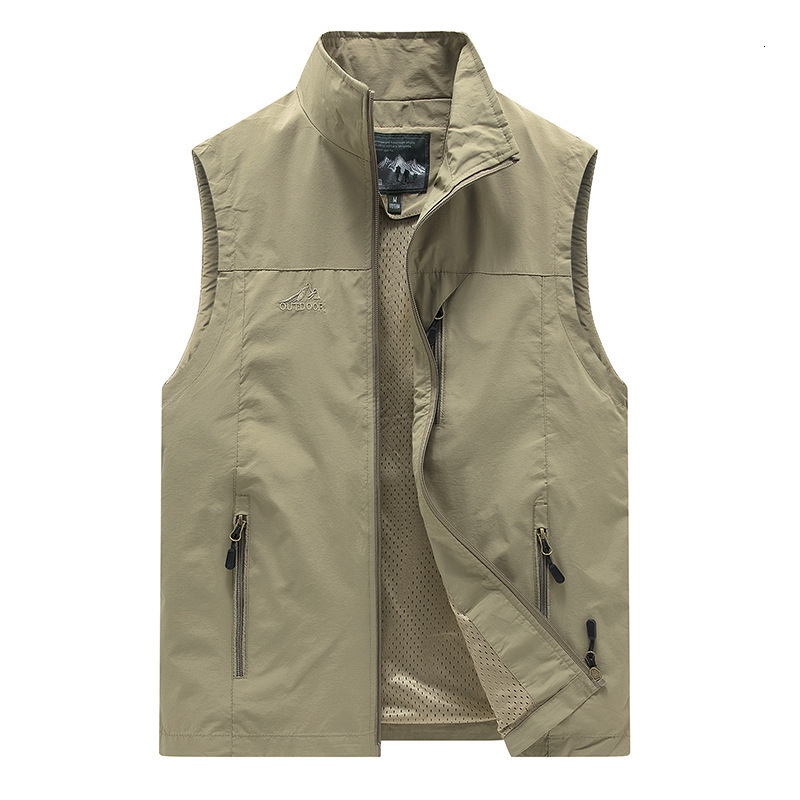 FGKKS Spring New Men Waistcoat Outdoor Leisure Solid Color Young Middle-aged Photography Fishing Casual Vest Jacket Male J260921