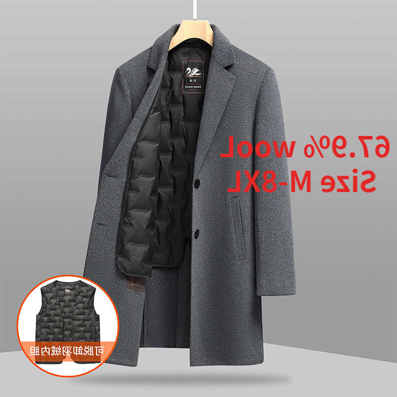 New Blends Uomo Arrivo Lana Fahsion Inverno Uomo Suepr Cappotto lungo in lana staccabile per affari e tempo libero Taglie forti M-6XL 7XL 8XL D26092