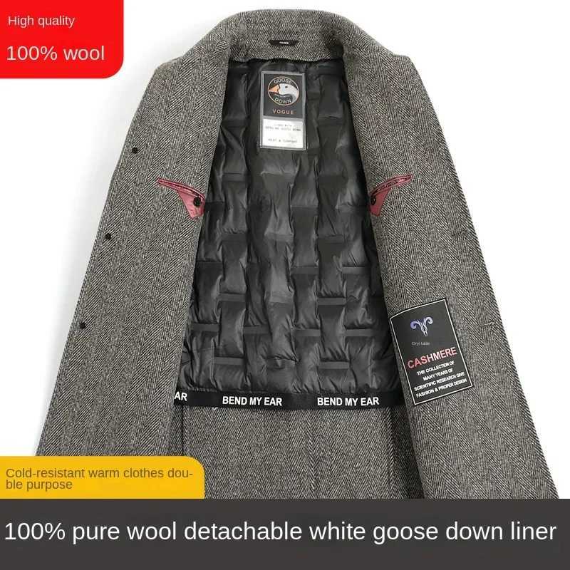 AYUNSUE Blends Winter Thickened Double sided Men's Warm Down Liner Medium 80% Wool Jacket Men Woolen Coat Male Chaqueta FC D260921 68