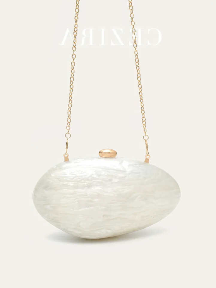 Glamorous Evening Bags fashion Womens Elegant Novelty Shell Shaped clutch Solid Color Acrylic Long Chain Evening Bag Party Dinner Banquet D260922