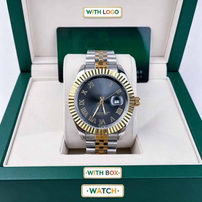 Mens Watch Luxury Moissanite Diamond Gold Dial Stainless Steel Designer Watches Men Designer Waterproof with Box Gift for Him Business Classic Two T