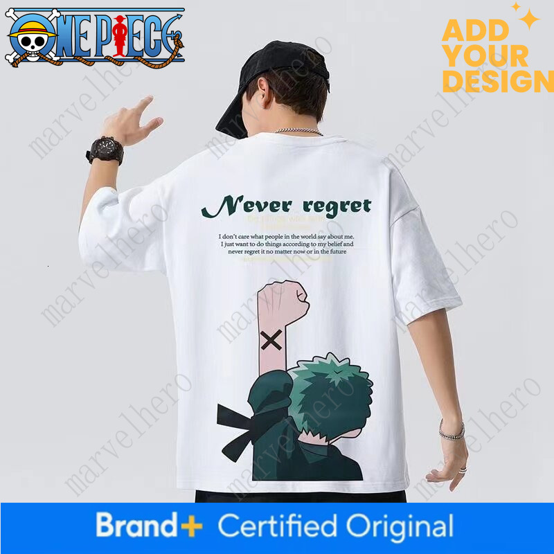 Quick-Drying Student Youth Japanese Retro Cartoon One Piece Short-Sleeve T-Shirt for Men Women, Spring and Summer American Style Trendy ins Top
